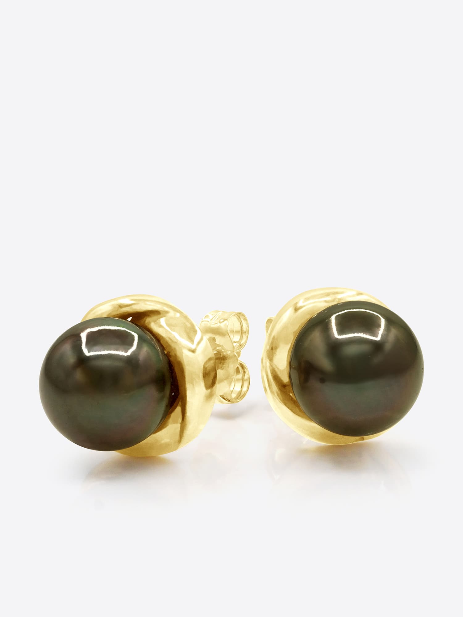 Boucles d'Oreilles Véritables Perles de Tahiti Rondes 7-8 mm — Or Jaune 375 Millièmes 1