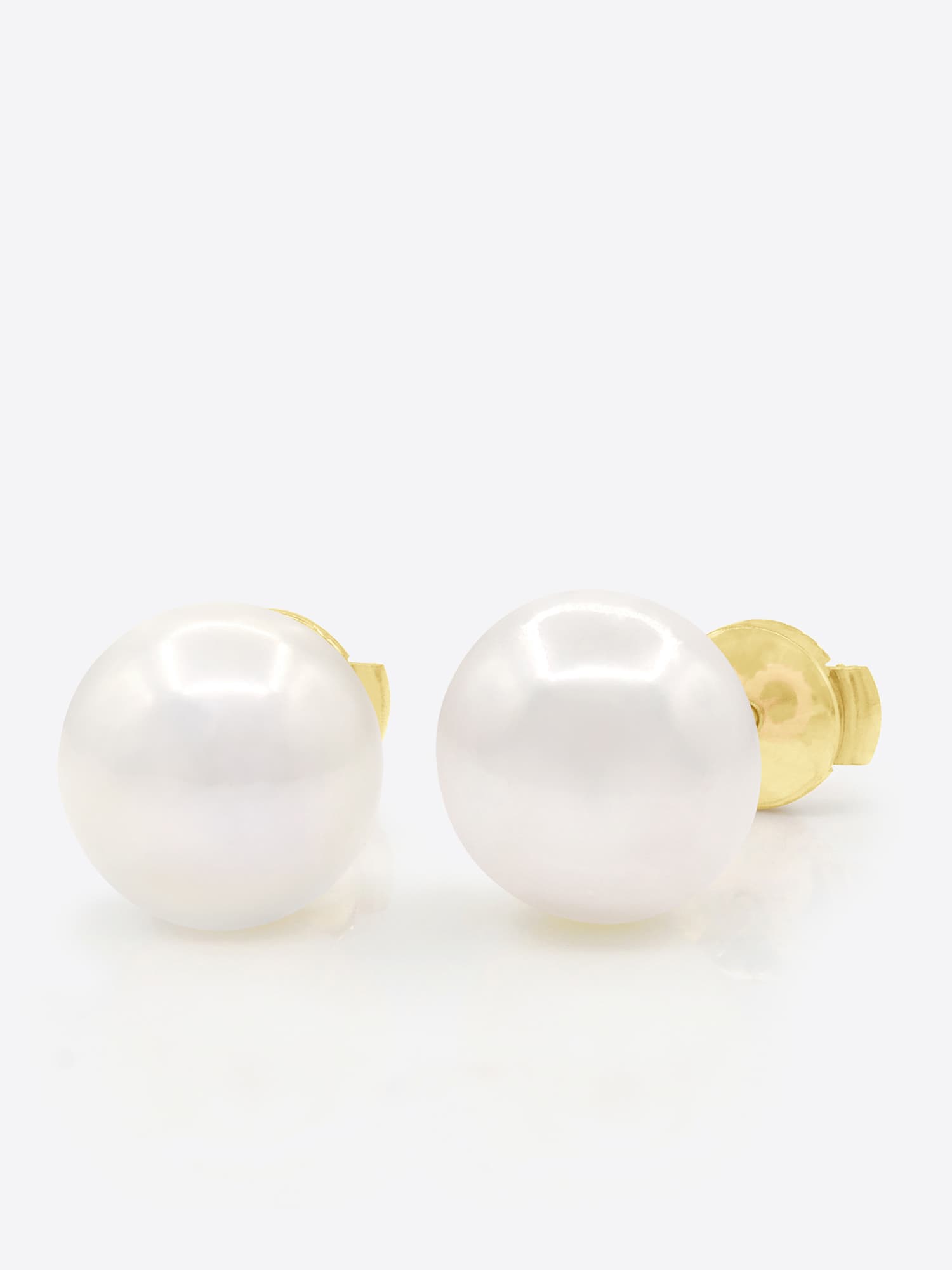 Boucles d'Oreilles Véritables Perles d'Eau Douce Bouton 10-11 mm — Or Jaune 375 Millièmes 1