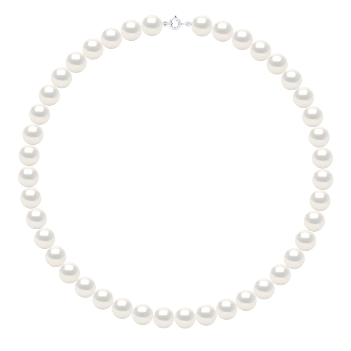 Collier Véritables Perles d'Eau Douce Rondes 10-11 mm — Or Blanc 375 Millièmes — 50 cm 1