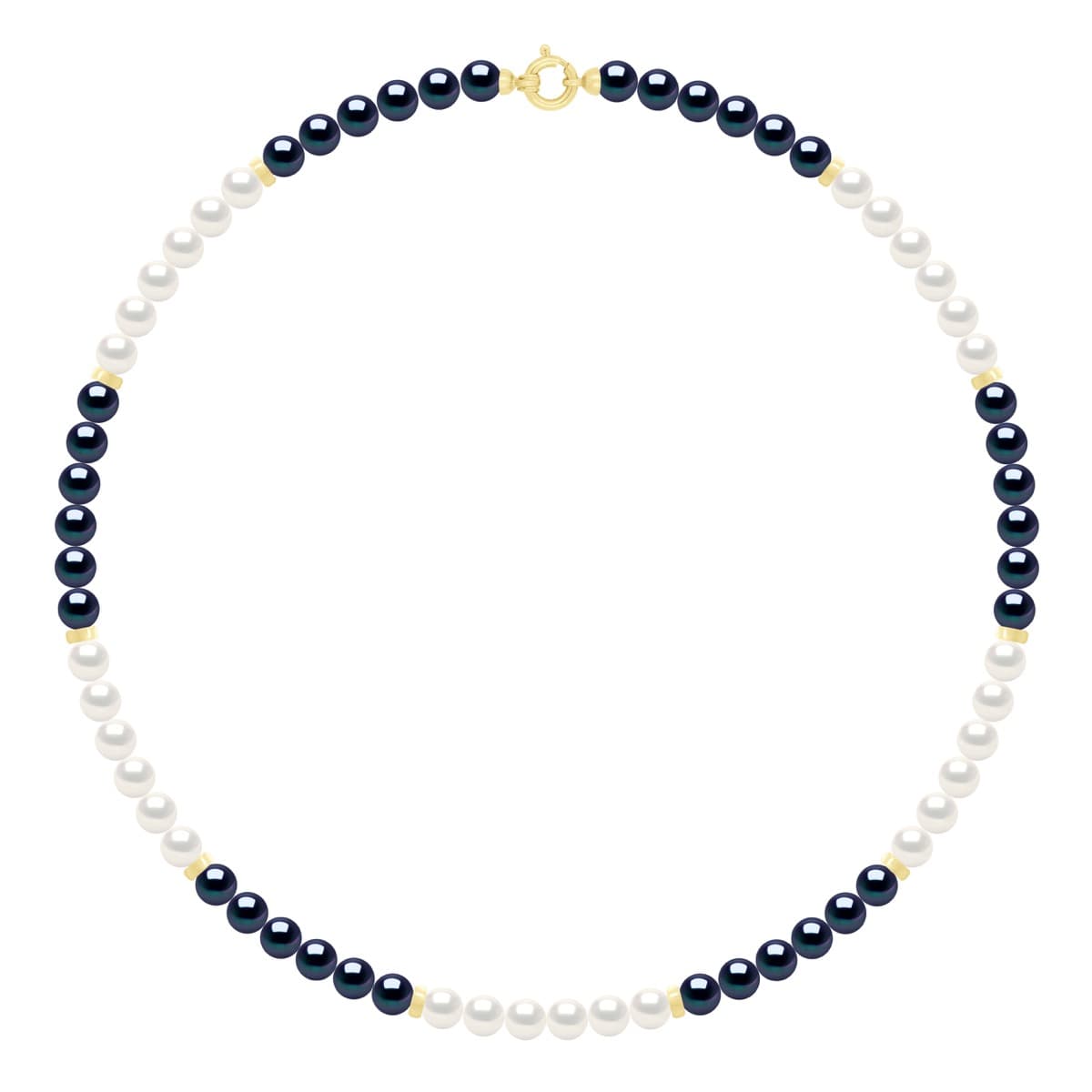 Collier Véritables Perles d'Eau Douce Rondes 6-7 mm — Or Blanc 375 Millièmes — 42 cm 1