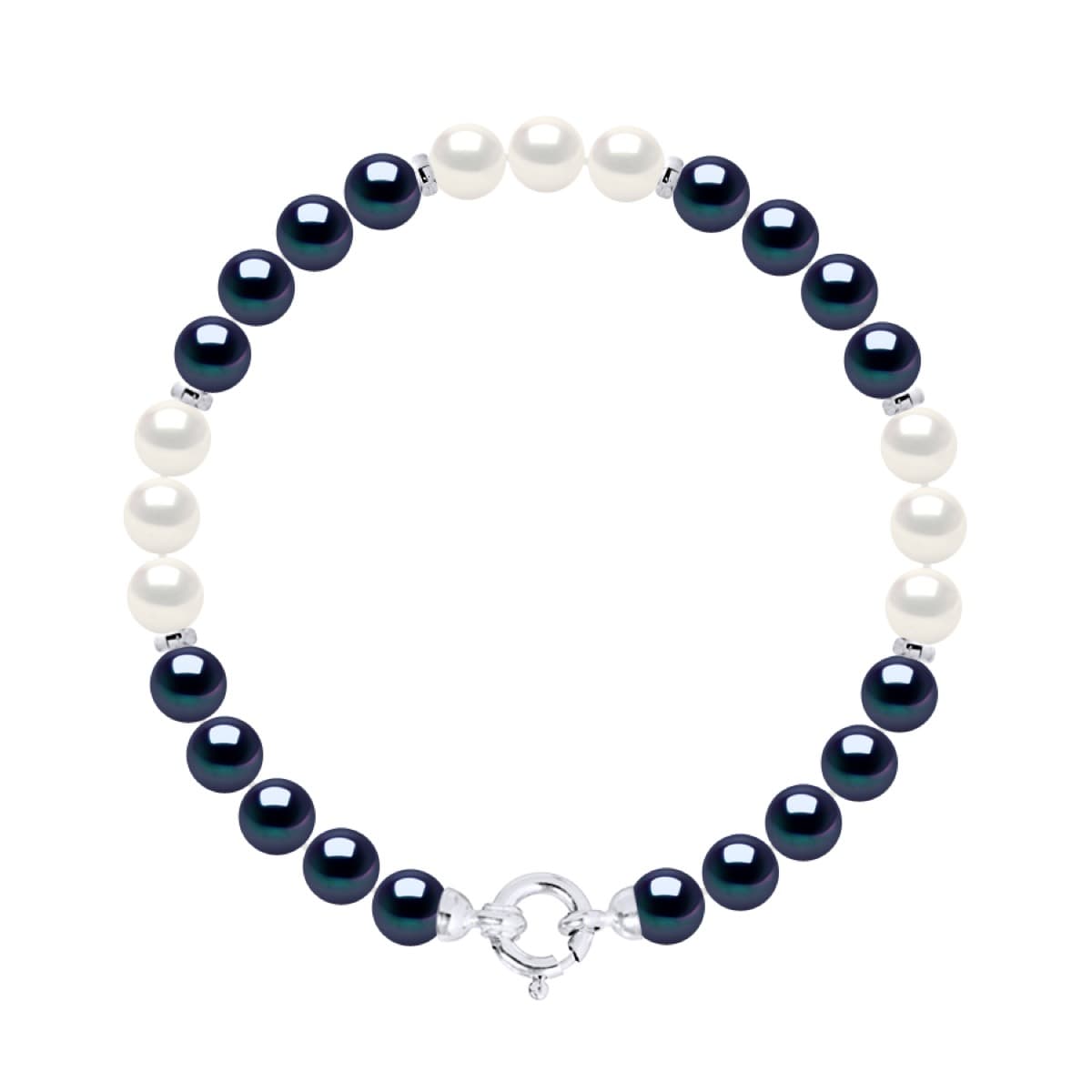 Bracelet Véritables Perles d'Eau Douce Rondes 6-7 mm — Or Blanc 375 Millièmes — 42 cm 1