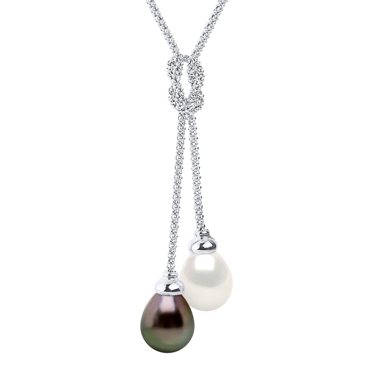 Collier Véritables Perles de Tahiti Poires 11-12 mm — Or Blanc 750 Millièmes — 50 cm 1