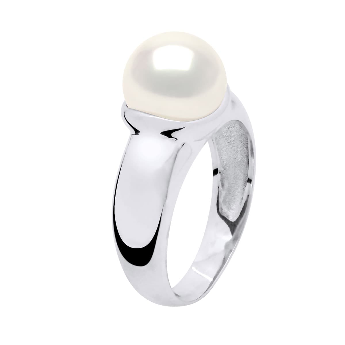 Bague Jonc Véritable Perle de Culture d'Eau Douce Bouton 9-10 mm — Argent 925 Millièmes Rhodié 2