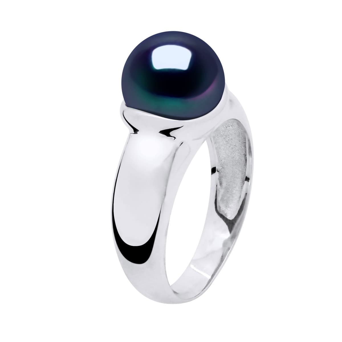 Bague Jonc Véritable Perle de Culture d'Eau Douce Bouton 9-10 mm — Argent 925 Millièmes Rhodié 1