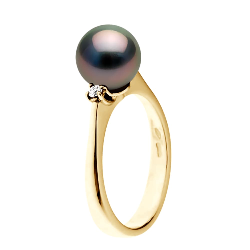 Bague Véritable Perle de Tahiti Ronde 8-9 mm — Or Jaune 375 Millièmes 1