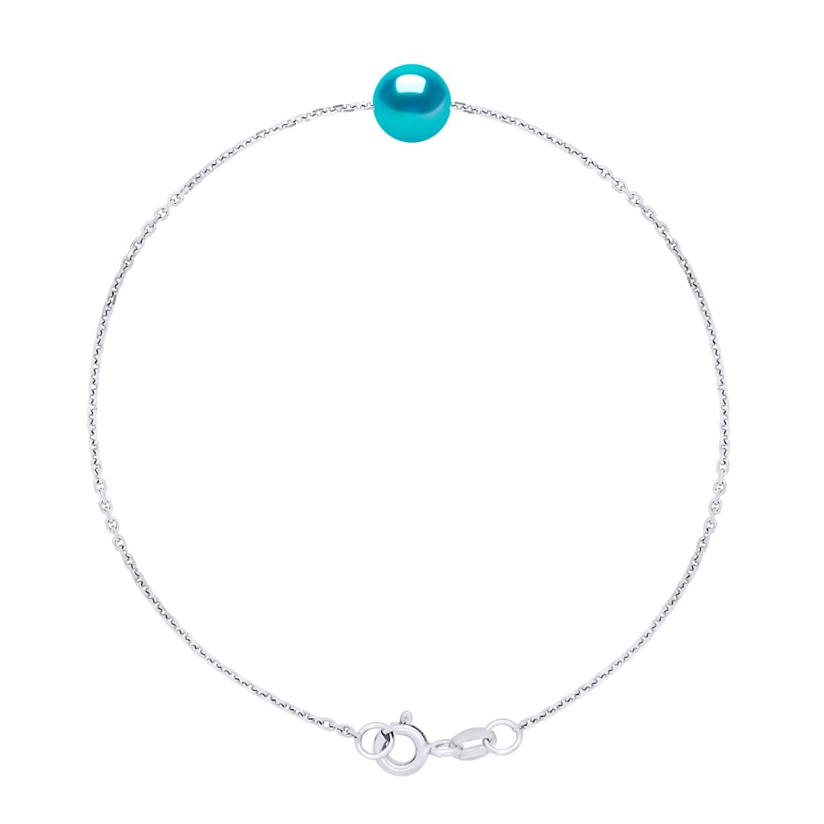 Bracelet Maille Forçat Perle d'Eau Douce Traversante 7-8 mm — Argent 925 Millièmes Rhodié — 18 cm 1
