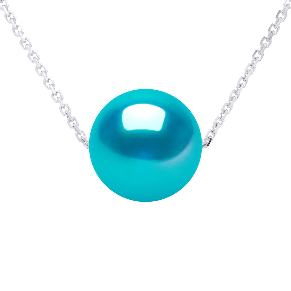 Collier Maille Forçat Perle d'Eau Douce Traversante 8-9 mm — Argent 925 Millièmes Rhodié — 42 cm 1