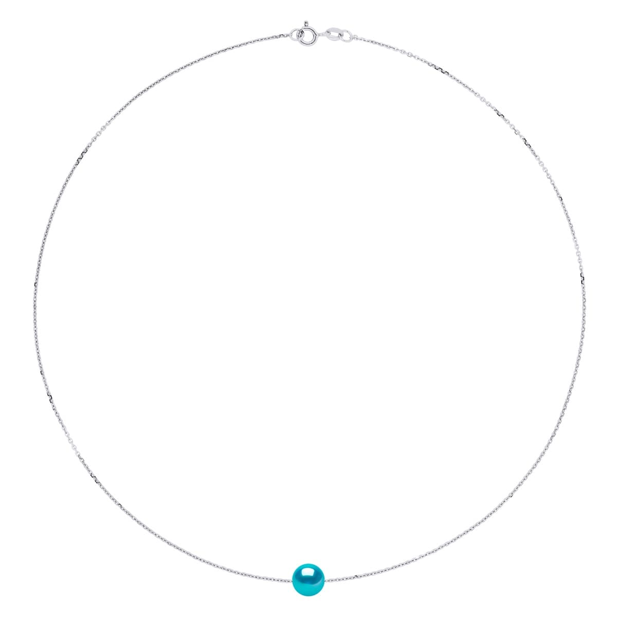Collier Maille Forçat Perle d'Eau Douce Traversante 8-9 mm — Argent 925 Millièmes Rhodié — 42 cm 2