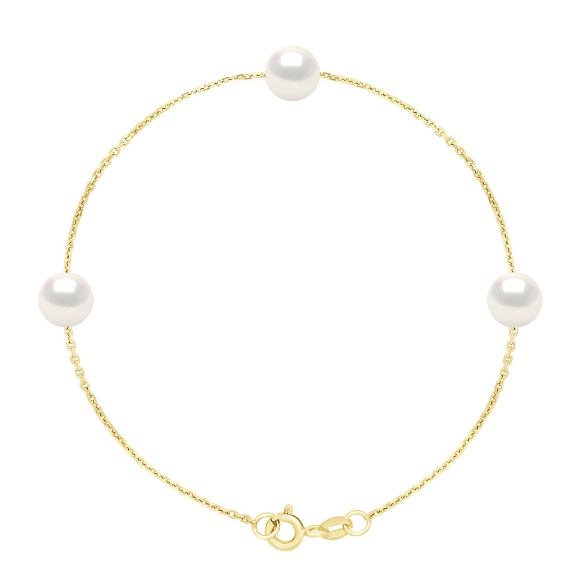 Bracelet Maille Forçat Véritables Perles de Culture d'Eau Douce Rondes 7-8 mm — Vermeil — 18 cm 1