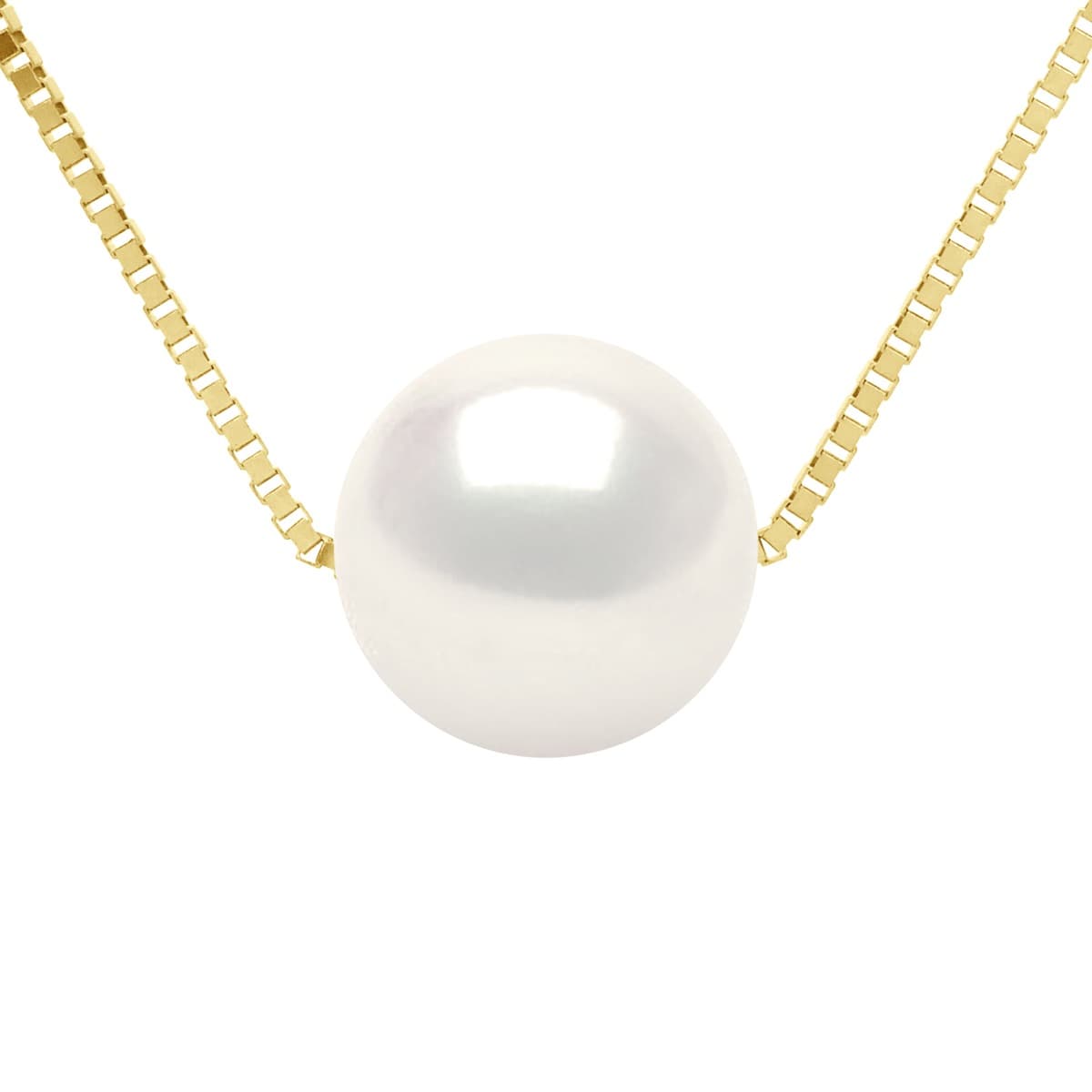 Collier Maille Vénitienne Véritable Perle d'Eau Douce Traversante Ronde 8-9 mm — Vermeil — 42 cm 1