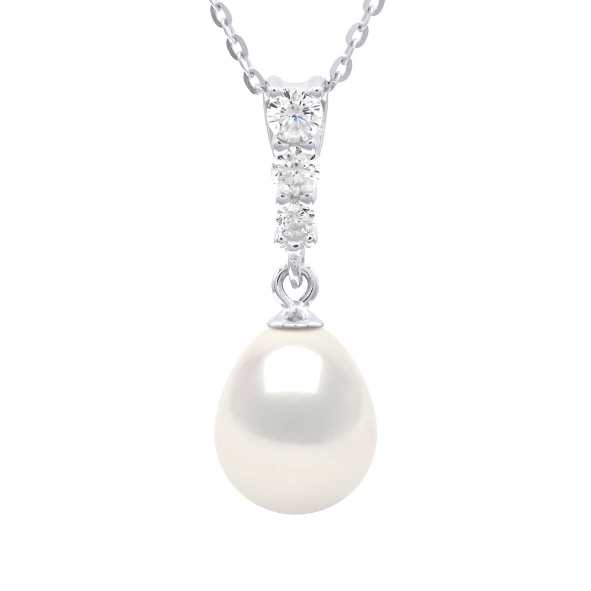 Collier Maille Forçat Véritables Perles d'Eau Douce 8 mm — Argent 925 Millièmes Rhodié — 42 cm 2