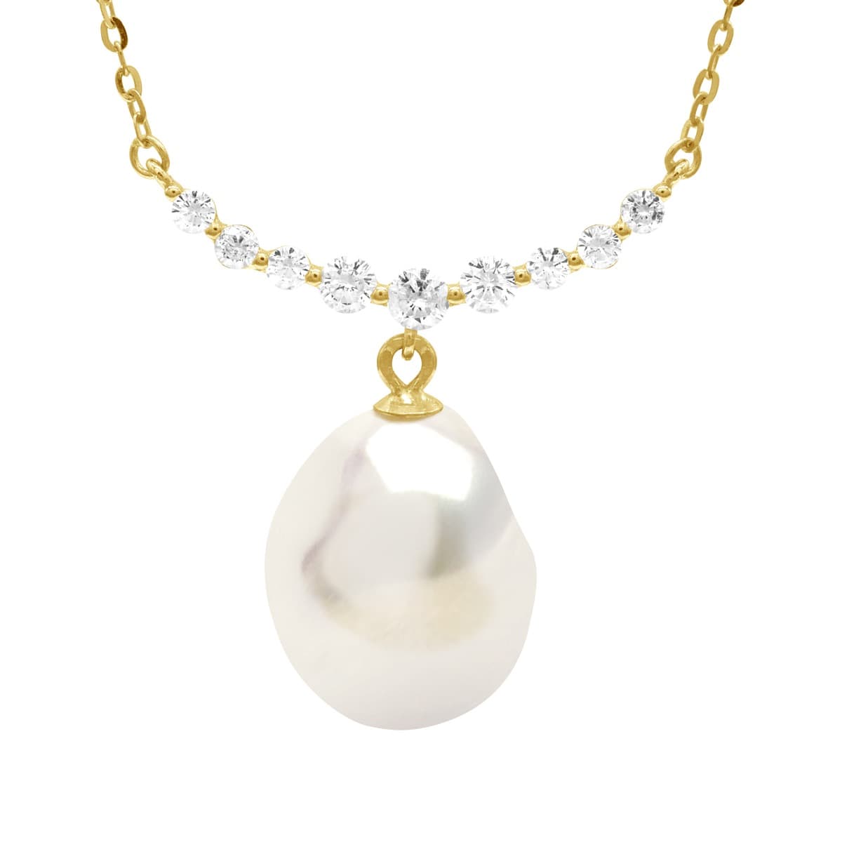 Collier Maille Forçat Véritable Perle de Culture d'Eau Douce Baroque 12 mm — Vermeil — 42 cm 2