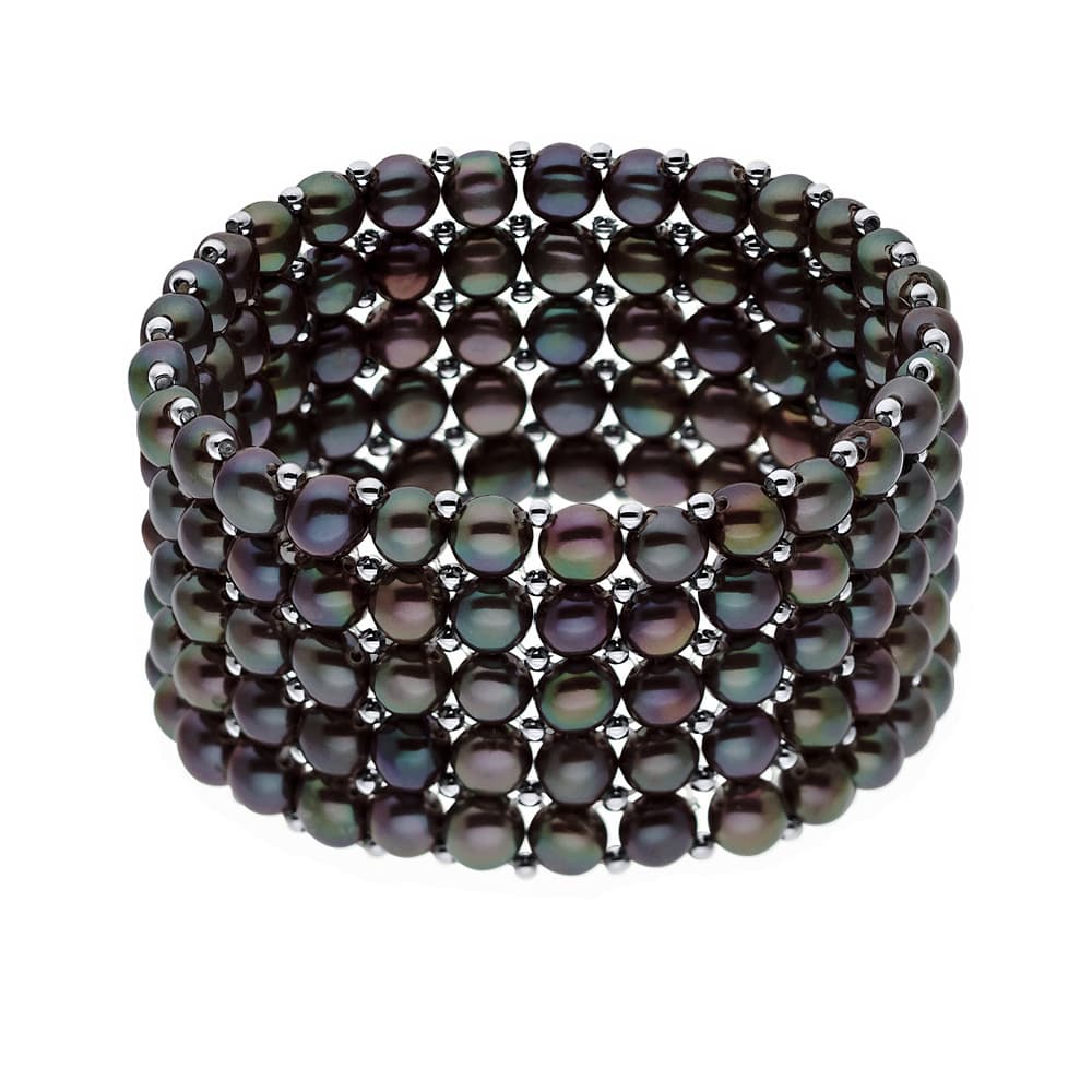 Bracelet 5 Rangs Véritables Perles de Culture d'Eau Douce 3-4 mm — Argent 925 Millièmes — 17 cm 1
