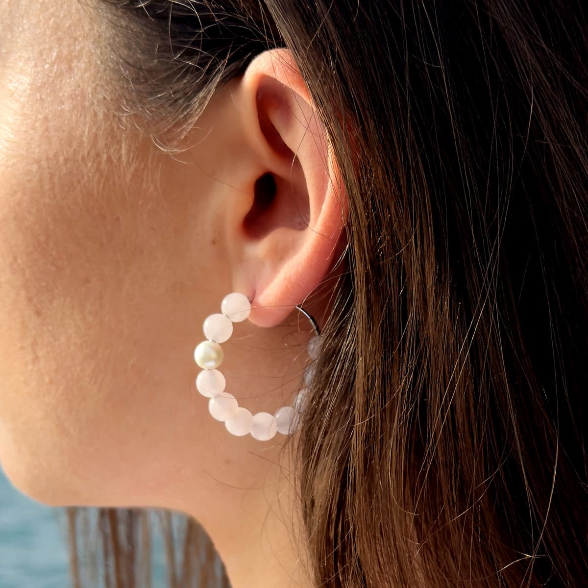 Boucles d'Oreilles Véritable Perle de Culture d'Eau Douce Ronde 6-7 mm — Argent 925 Millièmes 2
