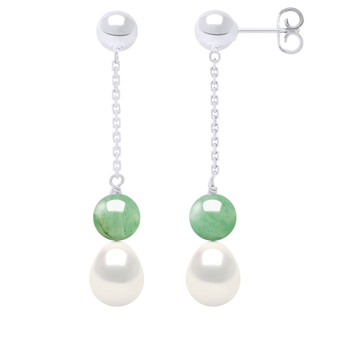 Boucles d'Oreilles Pendantes Véritable Perle d'Eau Douce Poire 7-8 mm — Argent 925 Millièmes 1