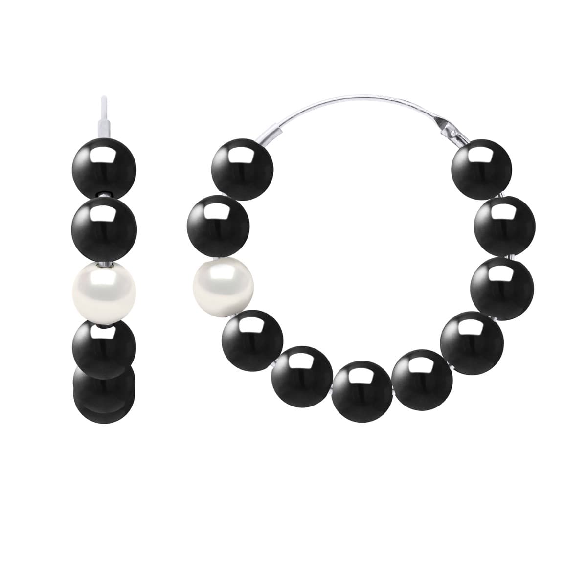 Boucles d'Oreilles Véritable Perle de Culture d'Eau Douce Ronde 6-7 mm — Argent 925 Millièmes 1
