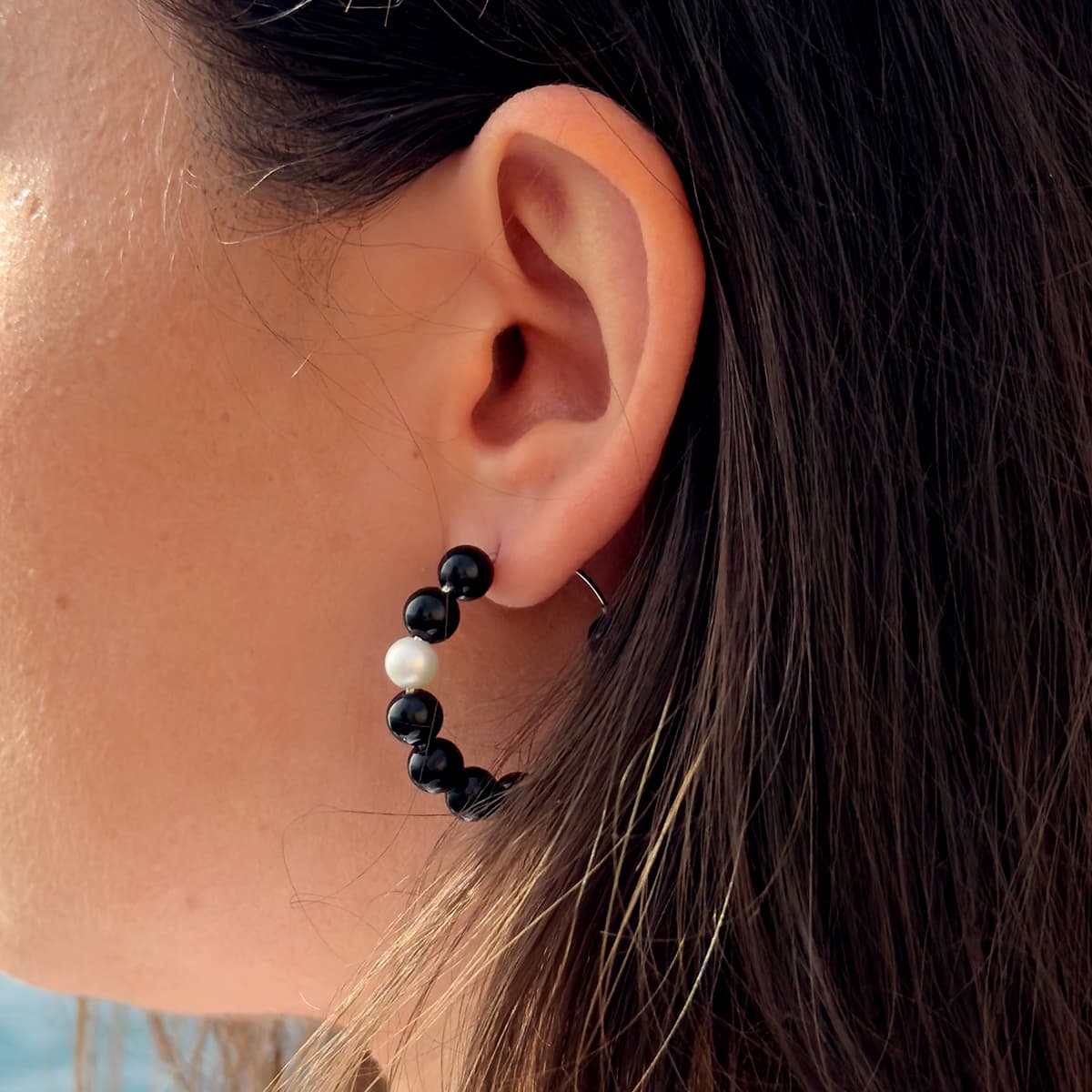 Boucles d'Oreilles Véritable Perle de Culture d'Eau Douce Ronde 6-7 mm — Argent 925 Millièmes 2