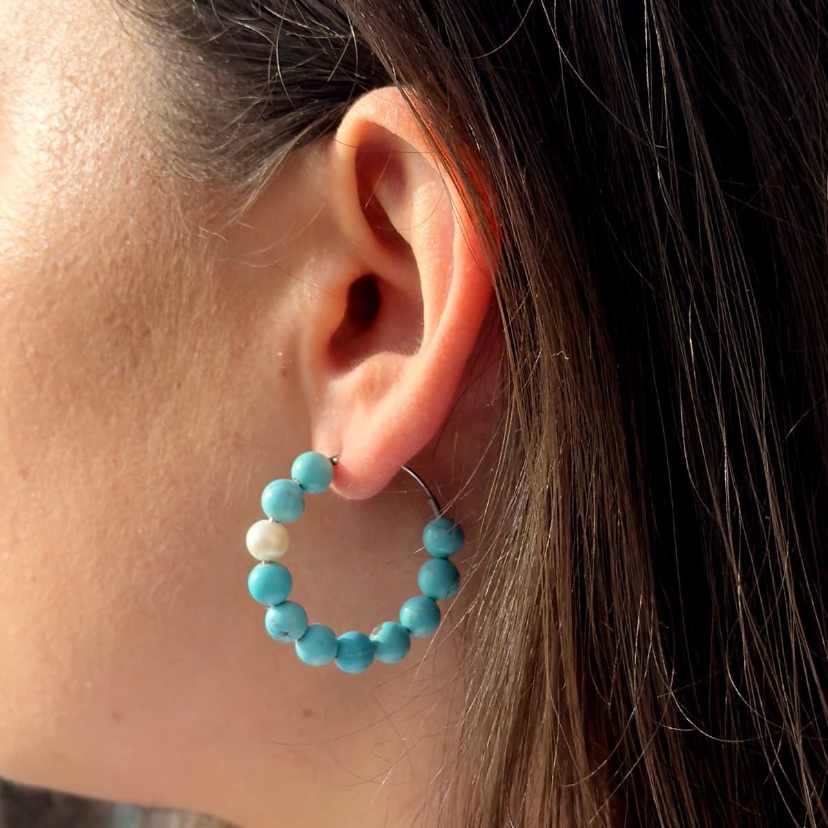 Boucles d'Oreilles Véritable Perle de Culture d'Eau Douce Ronde 6-7 mm — Argent 925 Millièmes 2