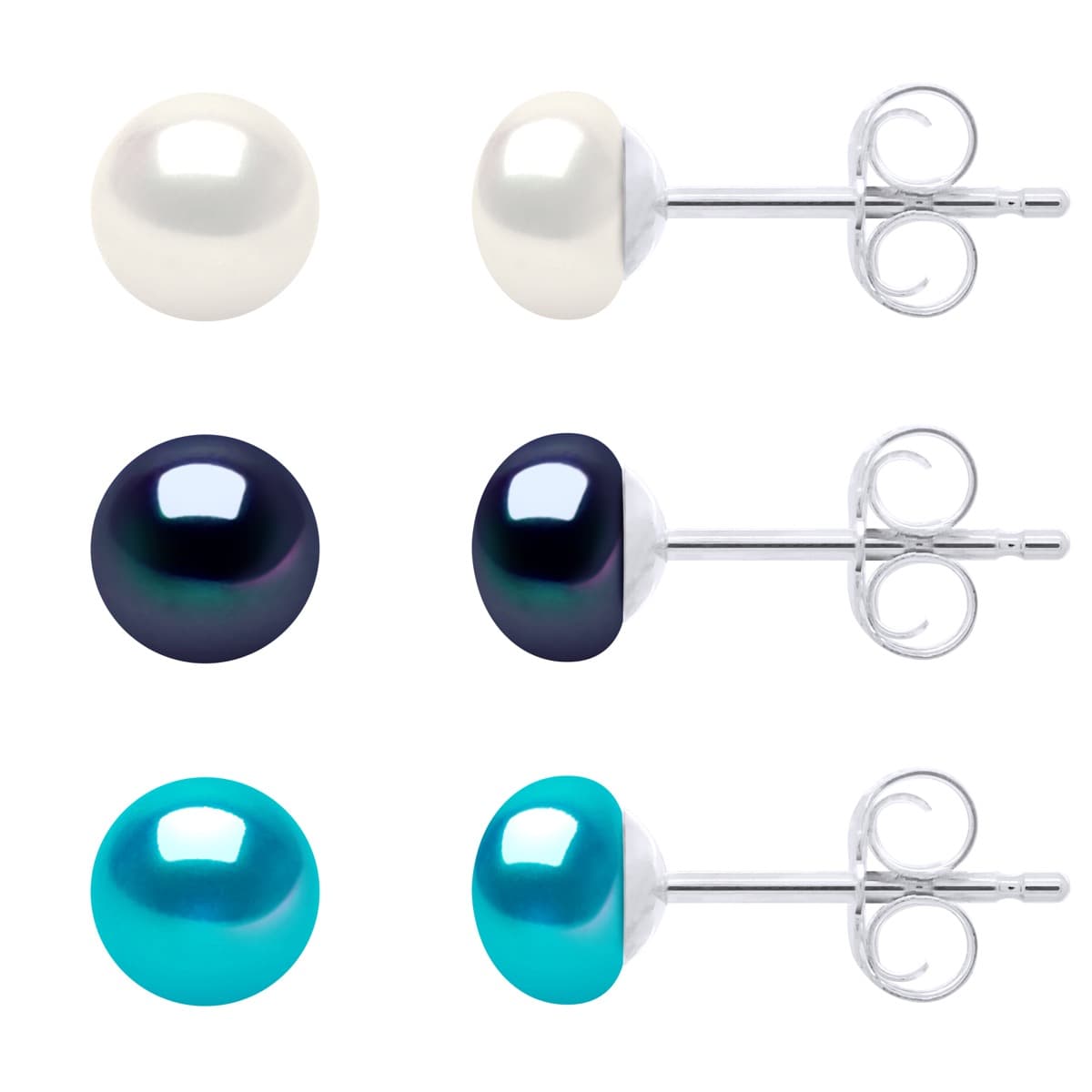 Boucles d'Oreilles Véritables Perles de Culture d'Eau Douce 5-6 mm — Argent 925 Millièmes 1