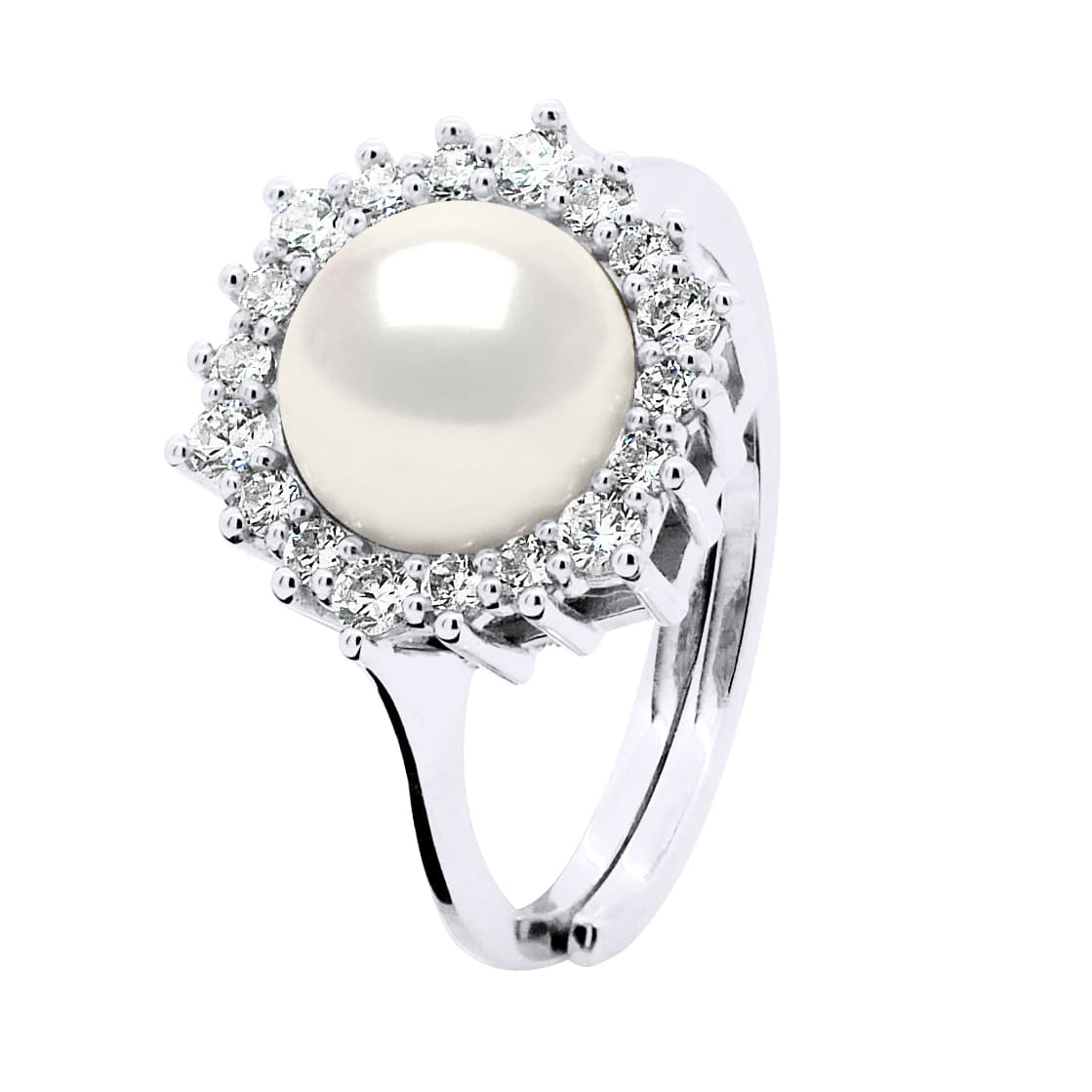 Bague Jonc Véritable Perle de Culture d'Eau Douce Bouton 8-9 mm — Argent 925 Millièmes Rhodié 1