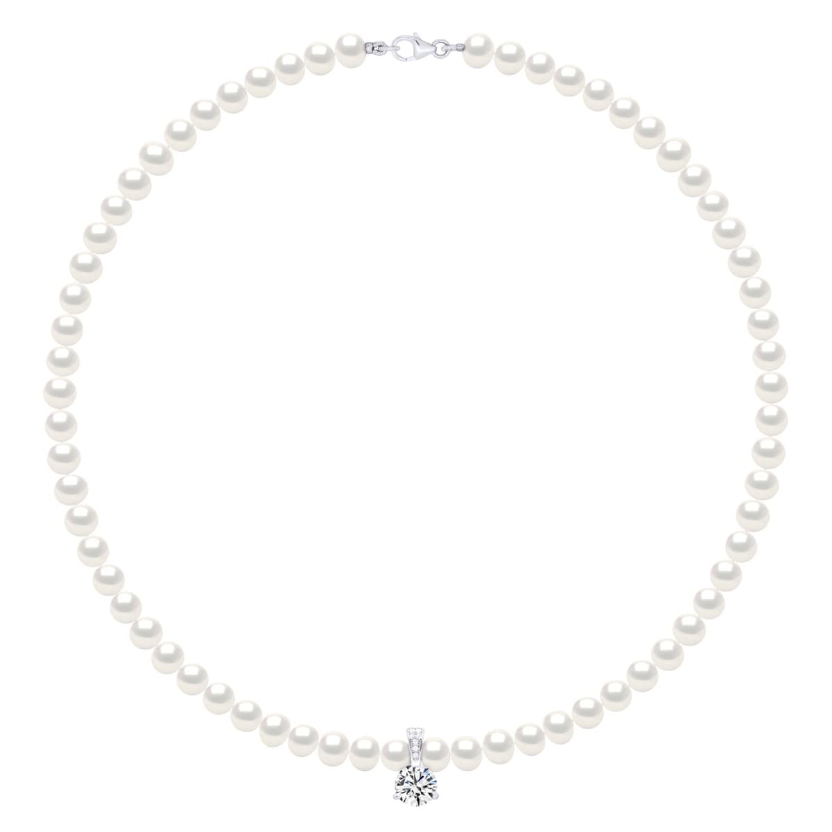 Collier Véritables Perles de Culture d'Eau Douce Rondes 6-7 mm — Argent 925 Millièmes — 42 cm 2