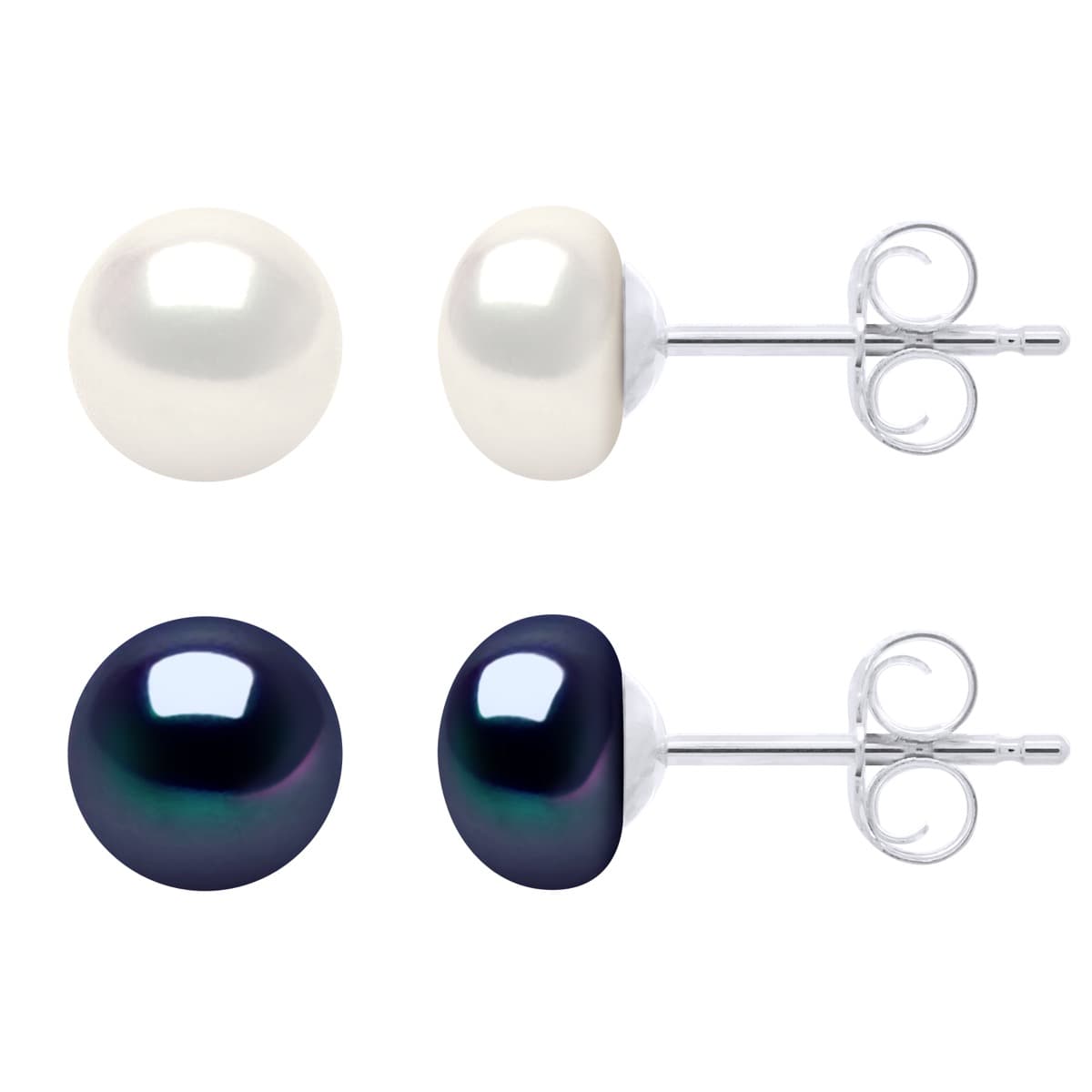 Boucles d'Oreilles Véritables Perles de Culture d'Eau Douce 6-7 mm — Argent 925 Millièmes 1
