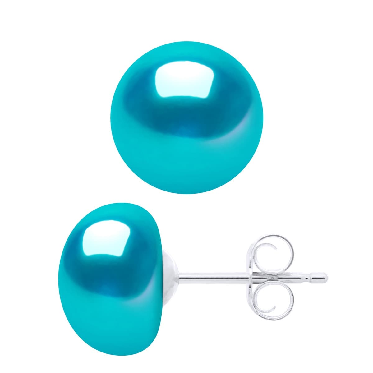 Boucles d'Oreilles Véritables Perles de Culture d'Eau Douce Boutons 9-10 mm — Argent 925 Millièmes 1