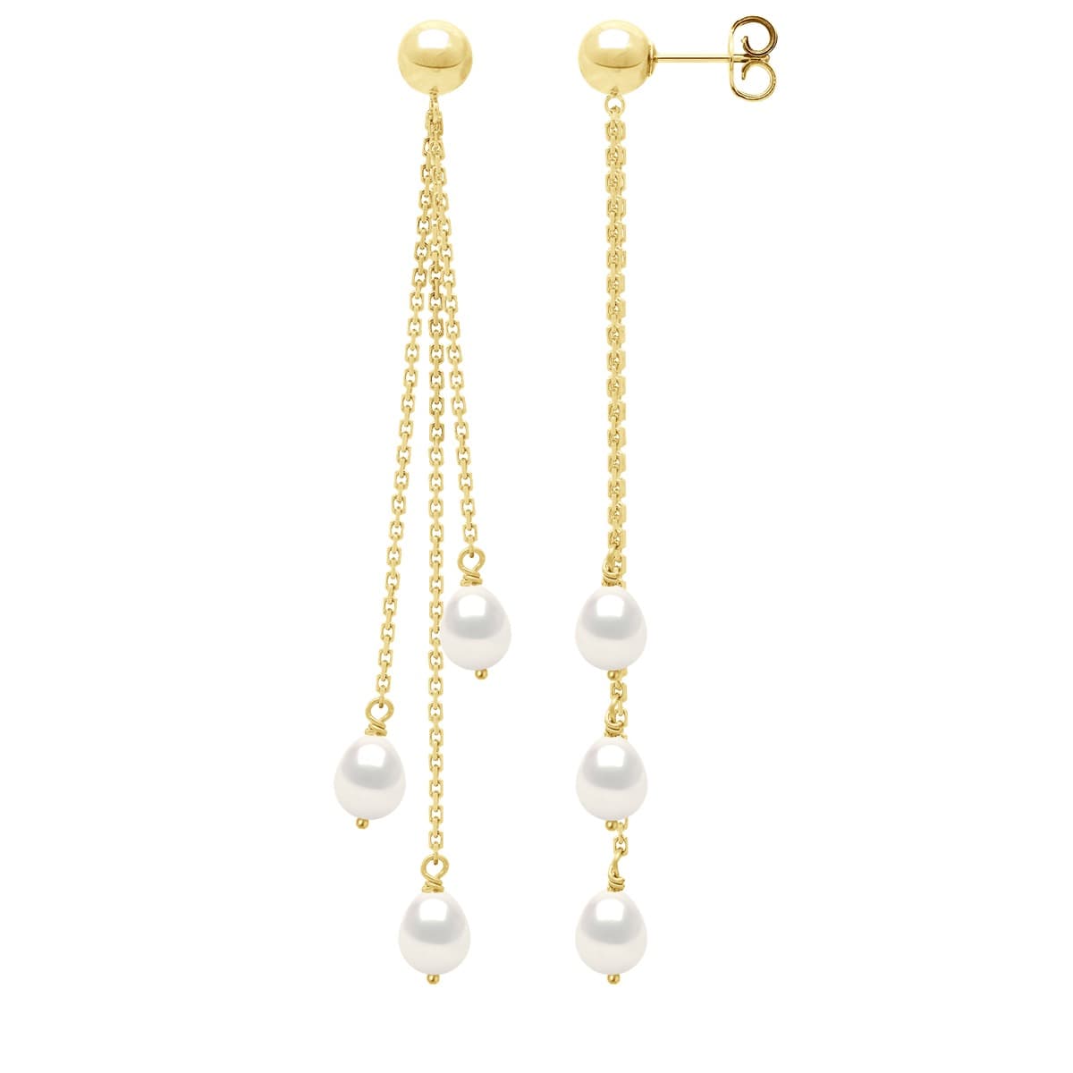 Boucles d'Oreilles Pendantes Véritables Perles de Culture d'Eau Douce Poires 5-6 mm — Vermeil 1