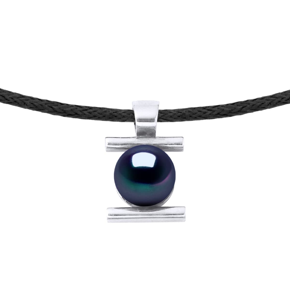 Collier Véritable Perle d'Eau Douce Ronde 9-10 mm — Argent 925 Millièmes Rhodié — 50 cm — Homme 1