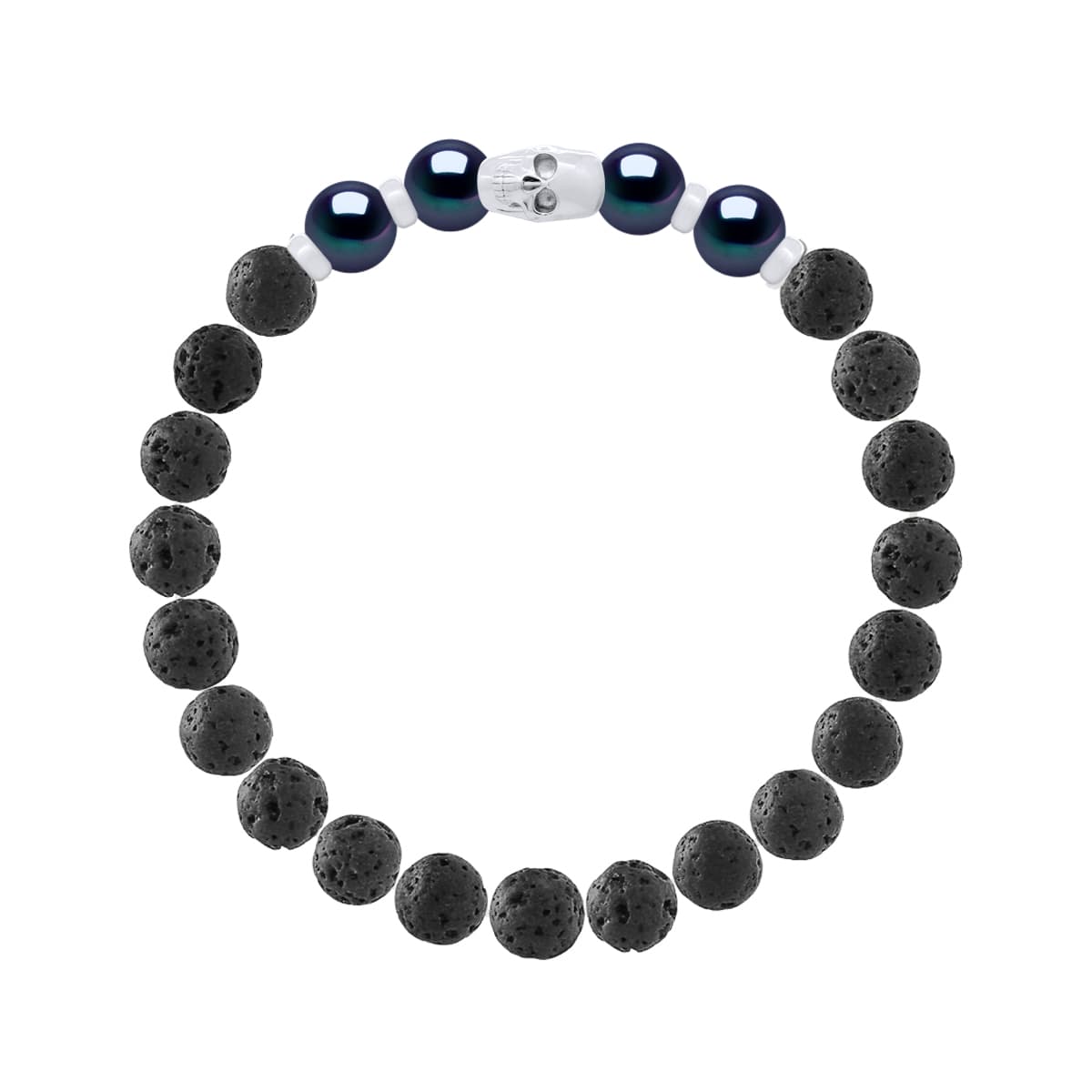 Bracelet Véritables Perles d'Eau Douce Semi-8-9 mm — Argent 925 Millièmes Rhodié — 22 cm — Homme 1