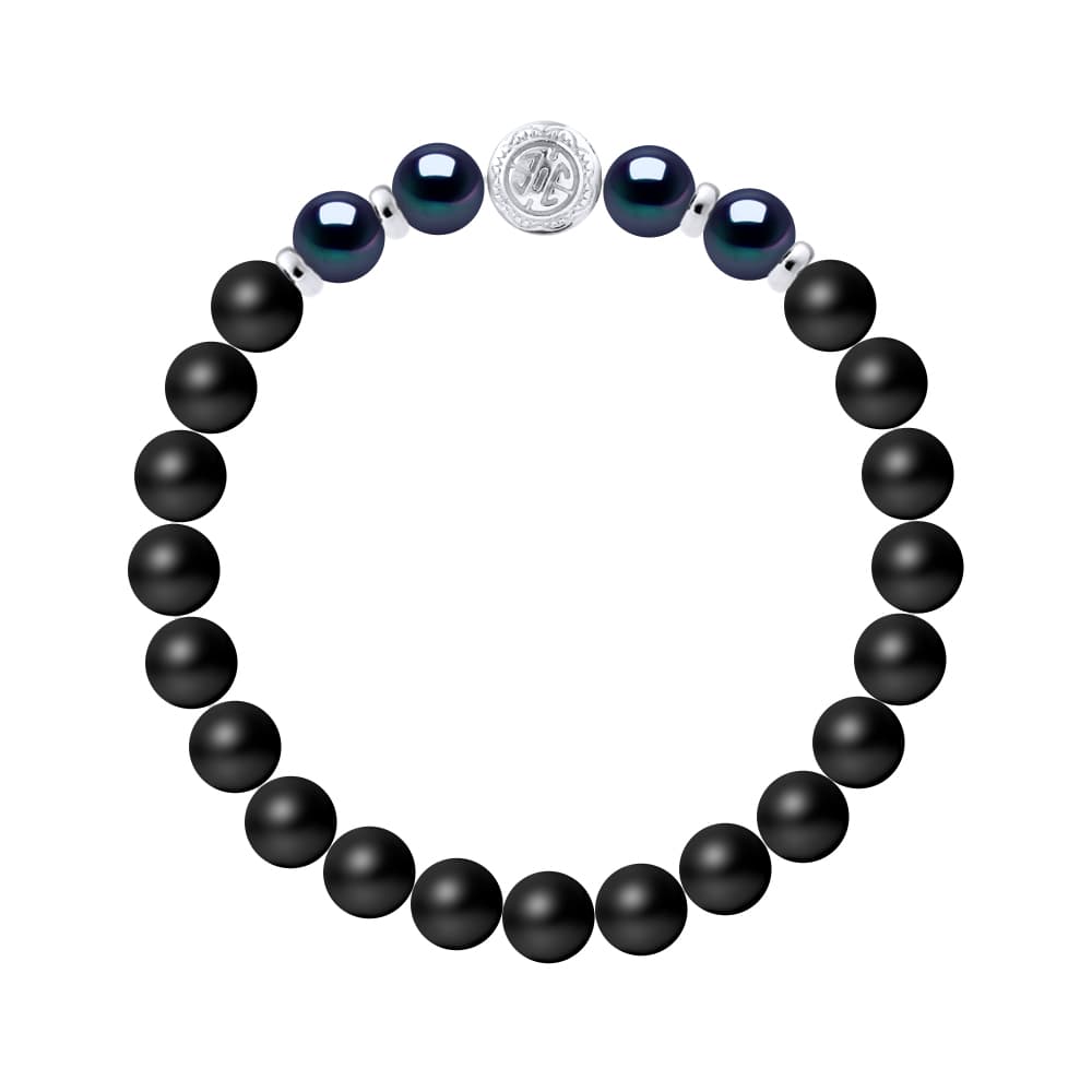 Bracelet Véritables Perles d'Eau Douce Semi-Rondes 8-9 mm — Argent 925 Millièmes — 22 cm — Homme 1