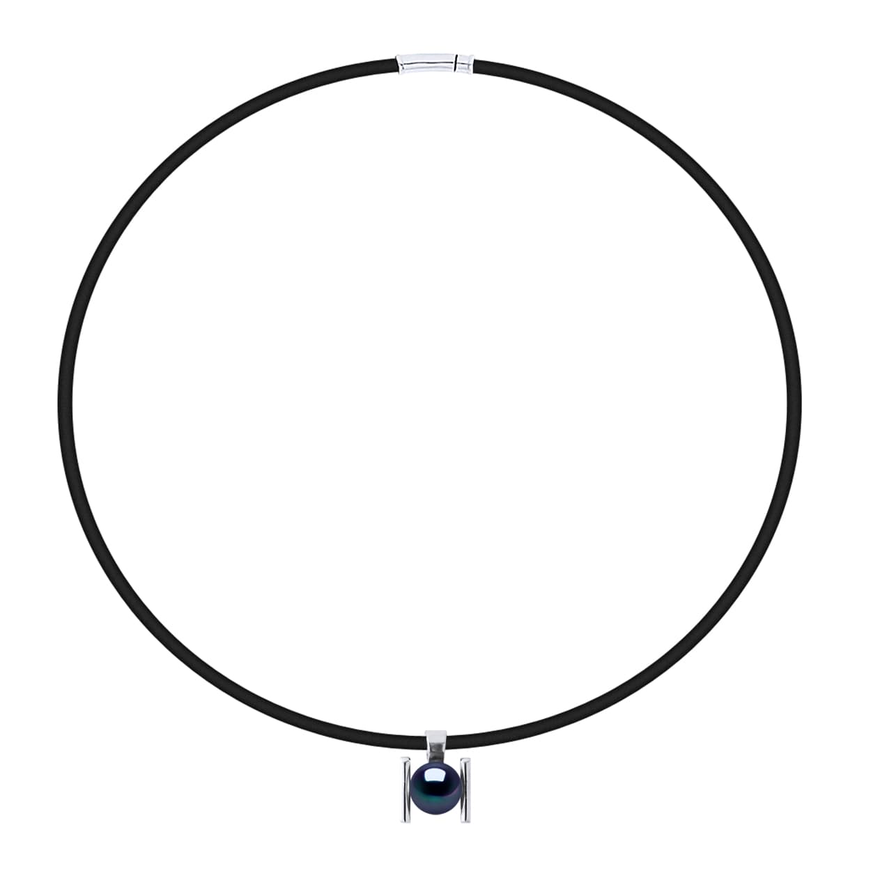 Bracelet Véritable Perle d'Eau Douce Ronde 9-10 mm — Argent 925 Millièmes Rhodié — 50 cm — Homme 1