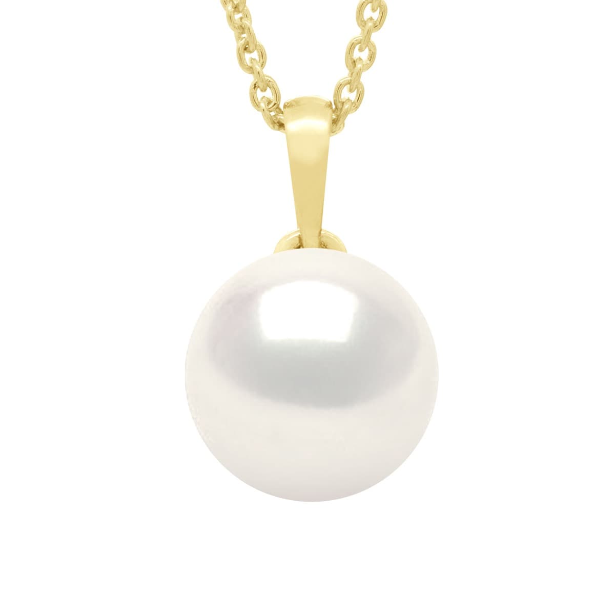 Pendentif Bélière Véritable Perle de Culture d'Eau Douce Bouton 9-10 mm — Or Jaune 375 Millièmes 1