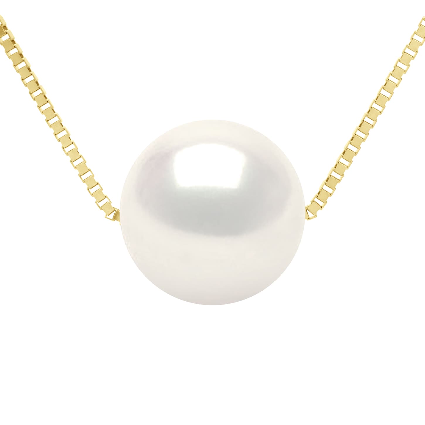Collier Véritable Perle de Culture d'Eau Douce Ronde 9-10 mm — Or Jaune 375 Millièmes — 42 cm 1