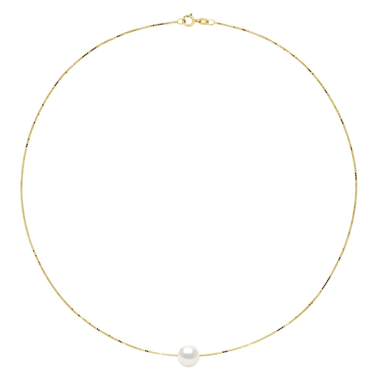 Collier Véritable Perle de Culture d'Eau Douce Ronde 9-10 mm — Or Jaune 375 Millièmes — 42 cm 2