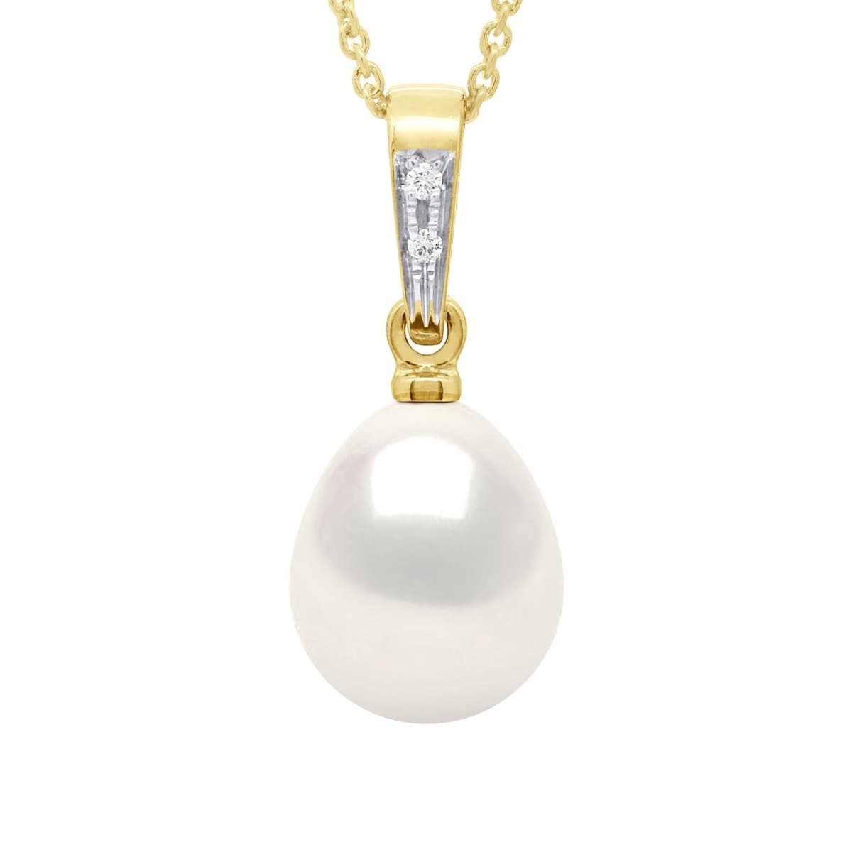 Pendentif Véritable Perle de Culture d'Eau Douce Poire 8-9 mm — Or Jaune 375 Millièmes 1