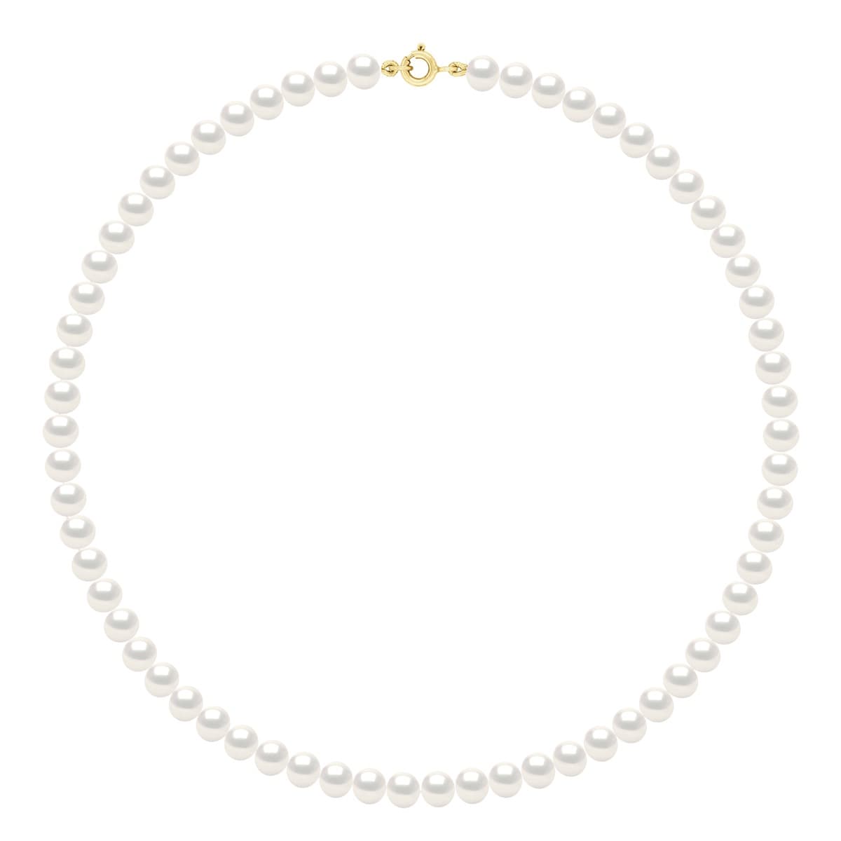 Collier Véritables Perles de Culture d'Eau Douce Semi-Rondes 6-7 mm — Or Blanc 375 Millièmes — 42 cm 1