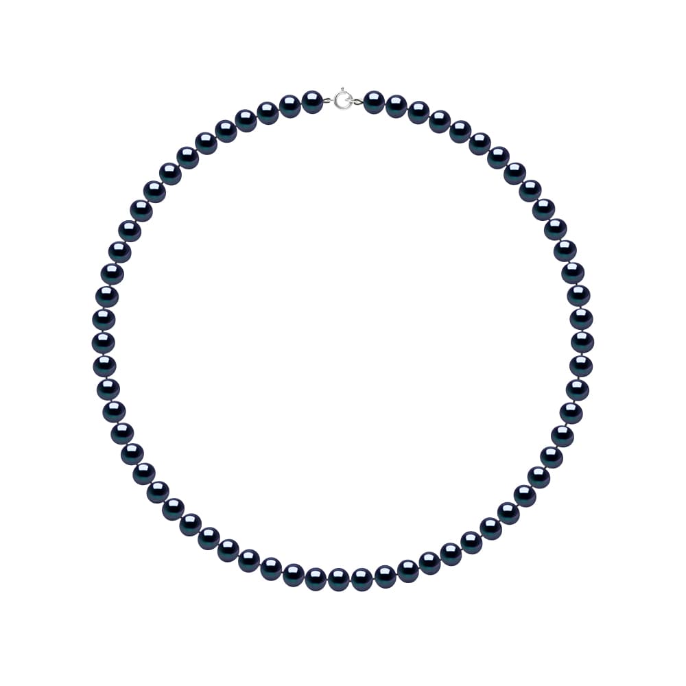 Collier Véritables Perles de Culture d'Eau Douce Semi-Rondes 6-7 mm — Or Blanc 375 Millièmes — 42 cm 1