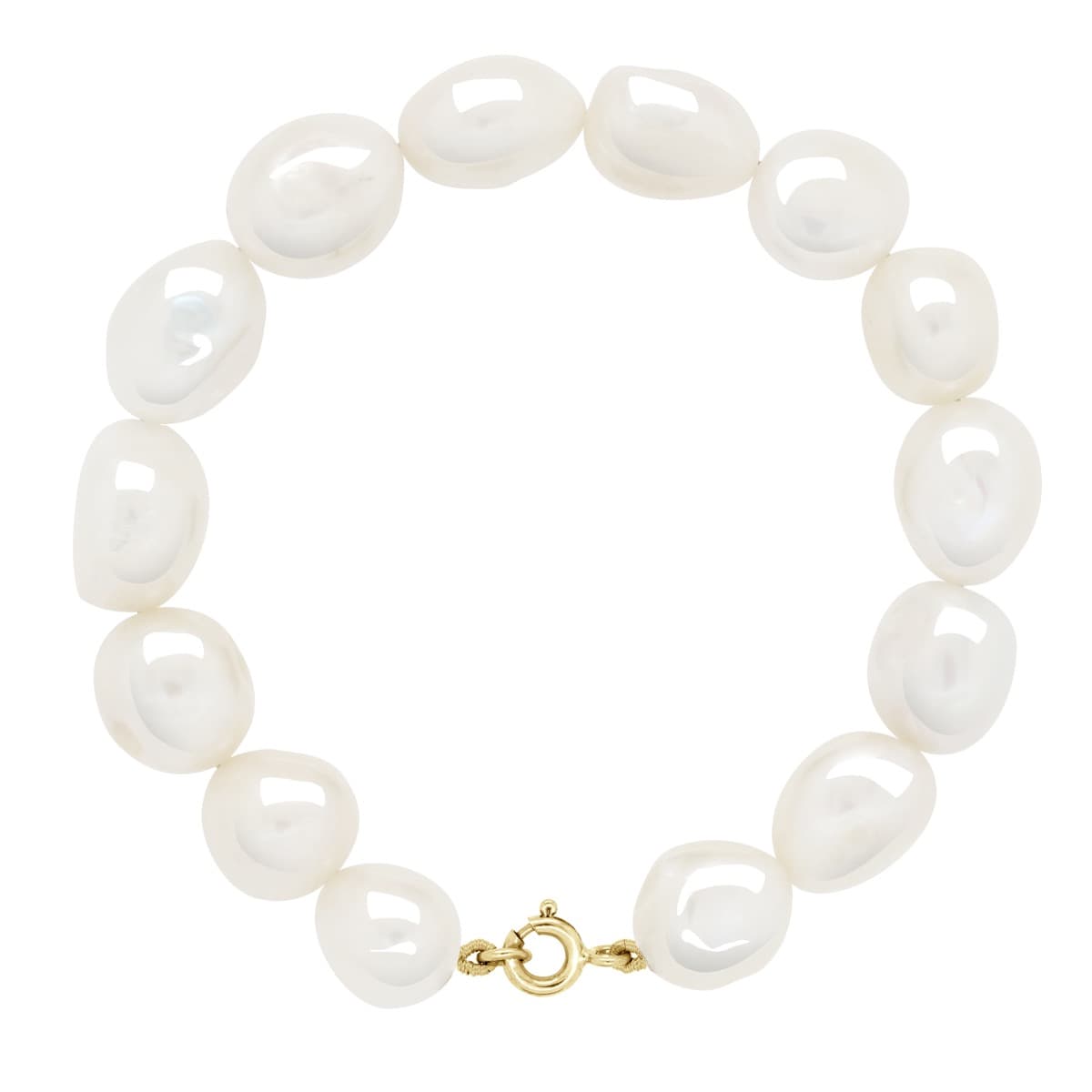 Bracelet Véritables Perles de Culture d'Eau Douce Baroques 11-12 mm — Or Jaune 375 Millièmes — 18 cm 1