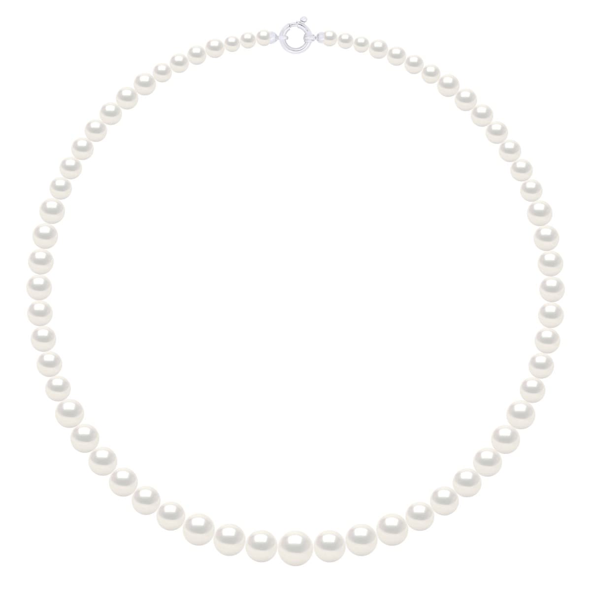 Collier Véritables Perles d'Eau Douce Semi-Rondes 5-11 mm — Or Blanc 375 Millièmes — 50 cm 1