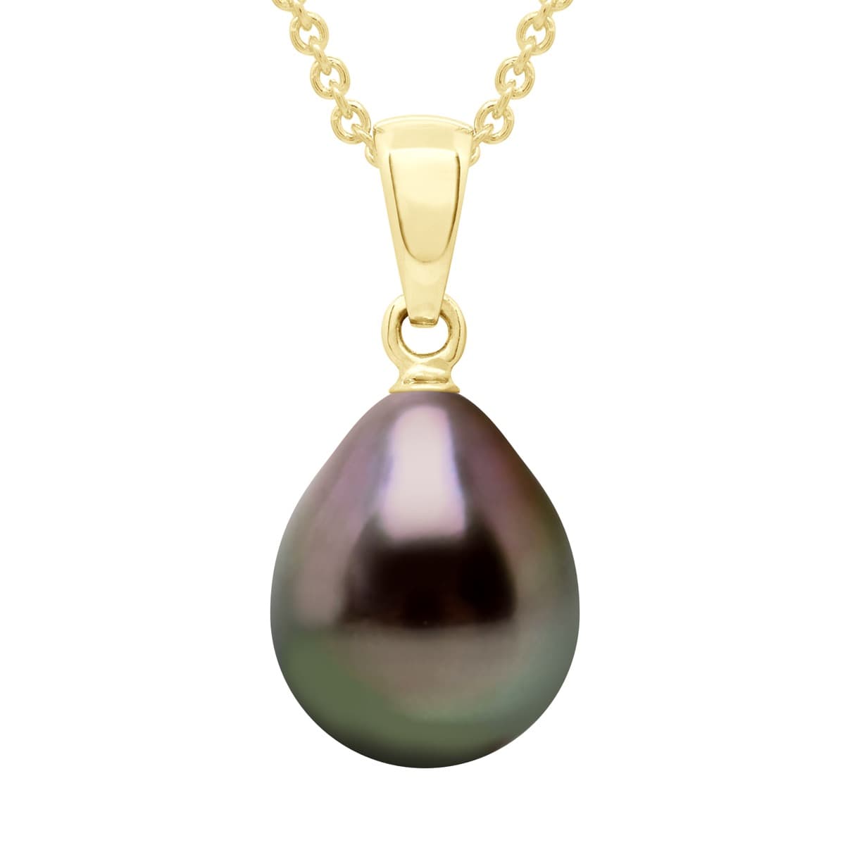Pendentif Bélière Véritable Perle de Tahiti Poire 9-10 mm — Or Jaune 375 Millièmes 1