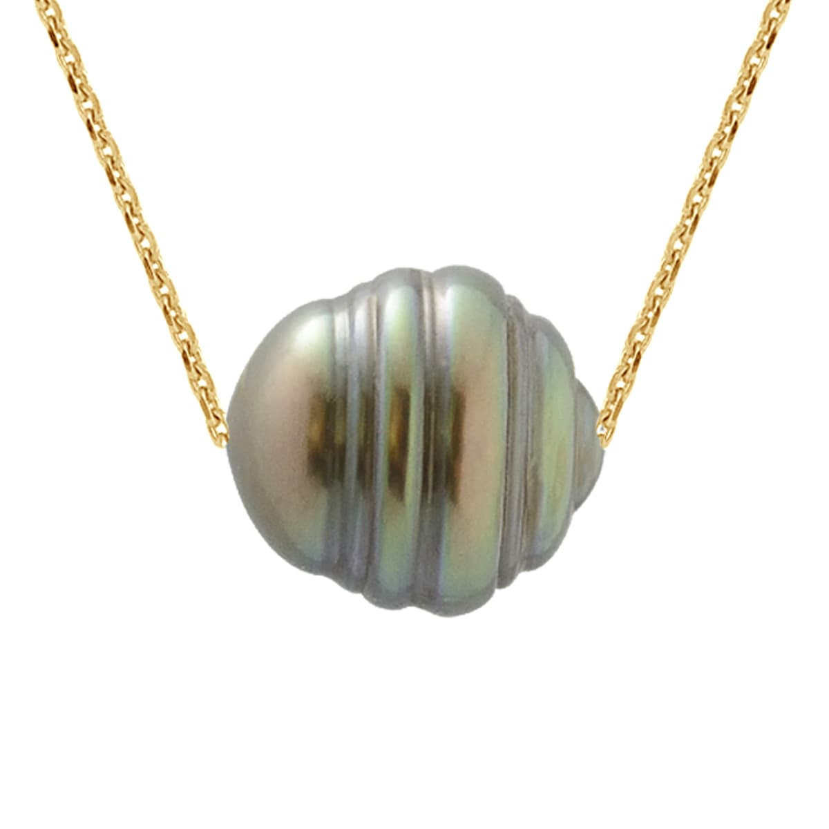 Collier Véritable Perle de Tahiti Cerclée 11-12 mm — Or Jaune 375 Millièmes — 42 cm 1