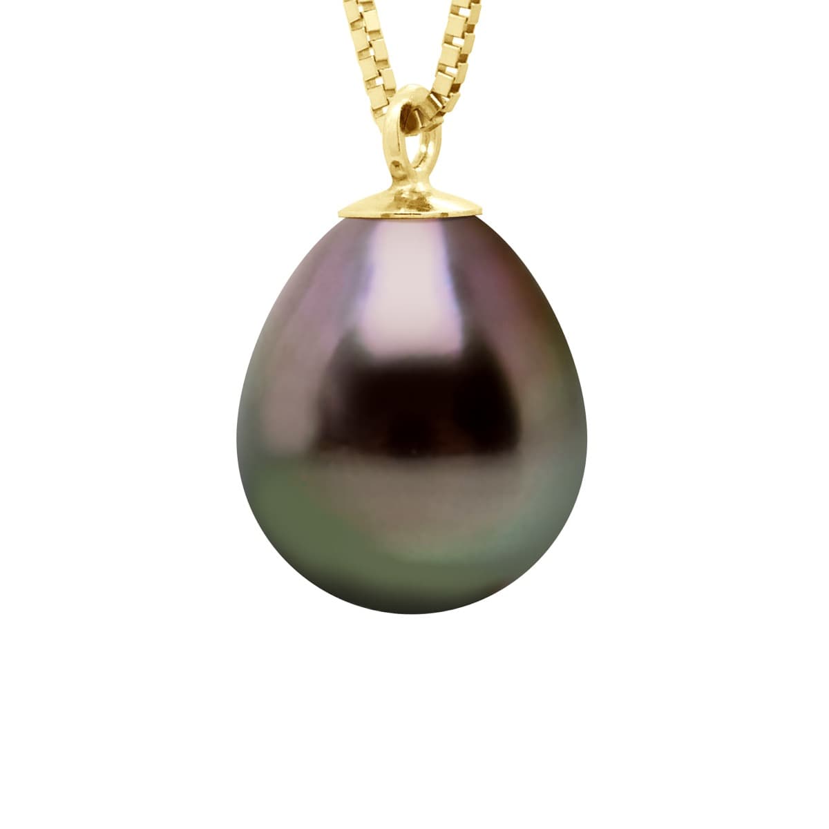 Collier Véritable Perle de Tahiti Poire 9-10 mm — Or Jaune 375 Millièmes — 42 cm 1
