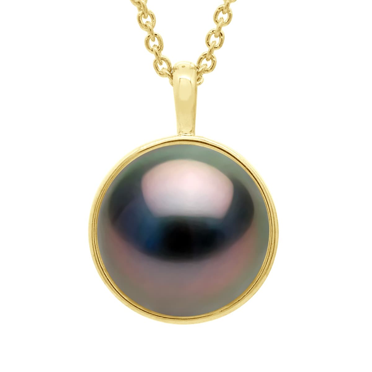 Pendentif Bélière Véritable Perle de Tahiti Ronde 10-11 mm — Or Jaune 375 Millièmes 1