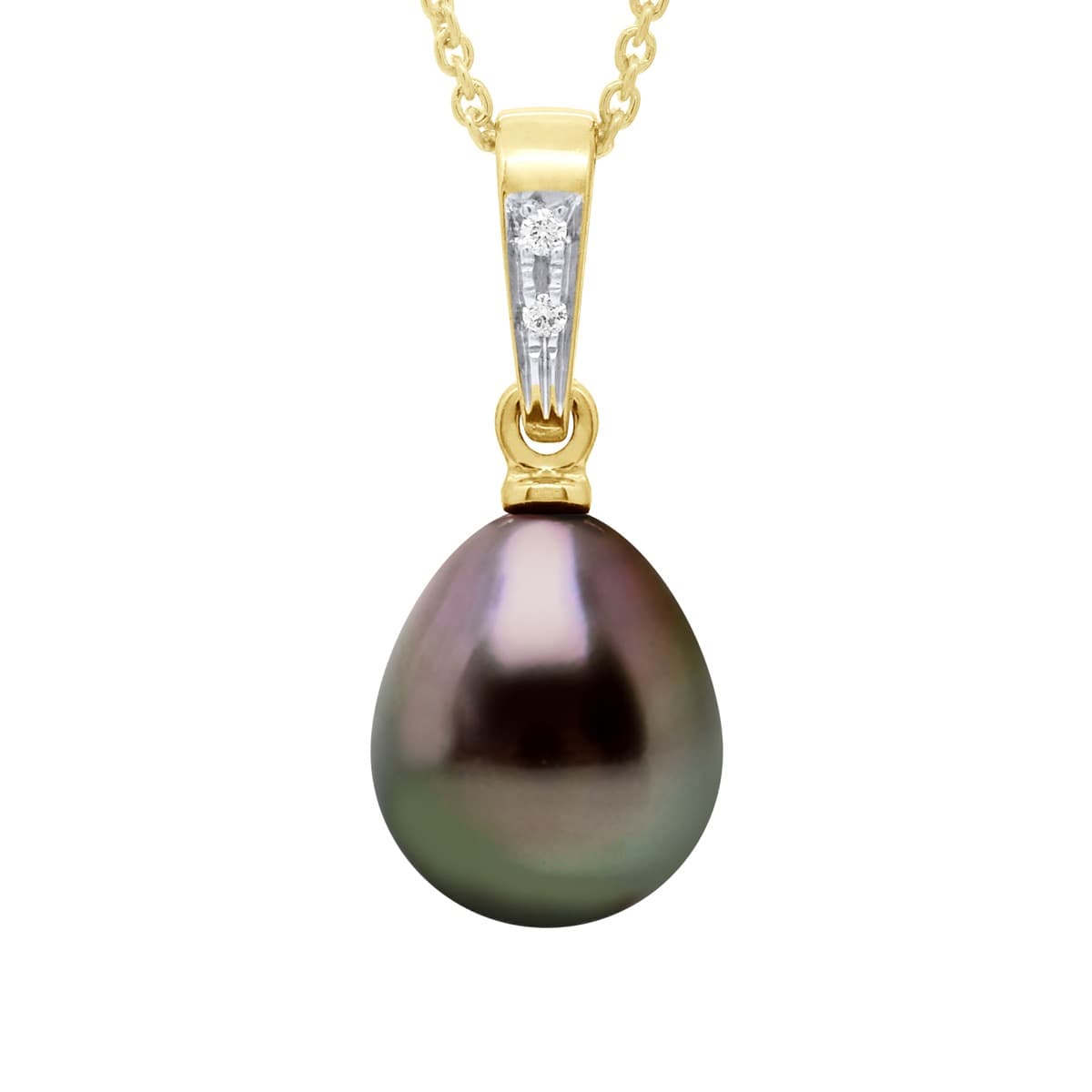 Pendentif Véritable Perle de Tahiti Poire 8-9 mm — Or Jaune 375 Millièmes 1