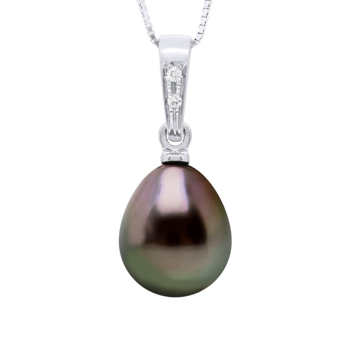 Pendentif Véritable Perle de Tahiti Poire 8-9 mm — Or Blanc 375 Millièmes 1