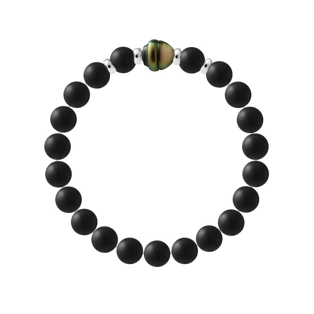 Bracelet Véritable Perle de Tahiti Cerclée 9-10 mm — Argent 925 Millièmes — 21 cm — Homme 2