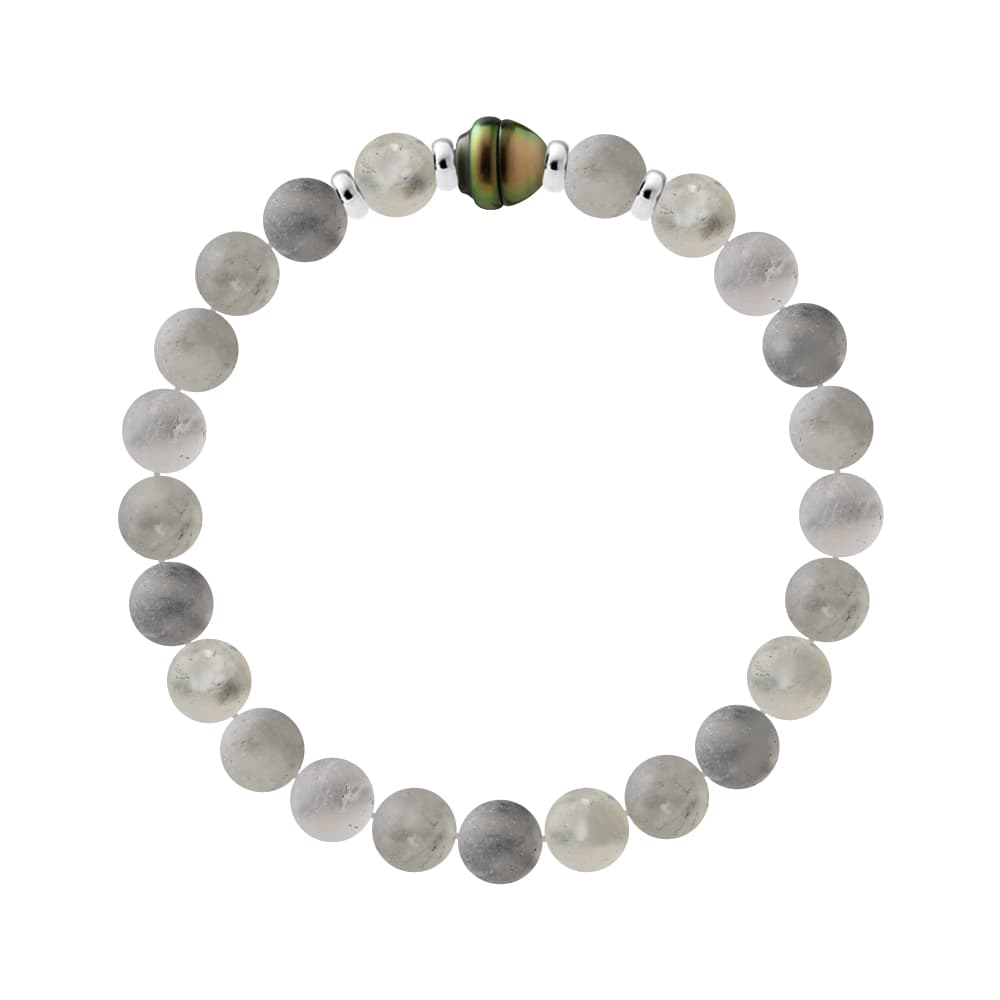 Bracelet Véritable Perle de Tahiti Cerclée 9-10 mm — Argent 925 Millièmes — 21 cm — Homme 1