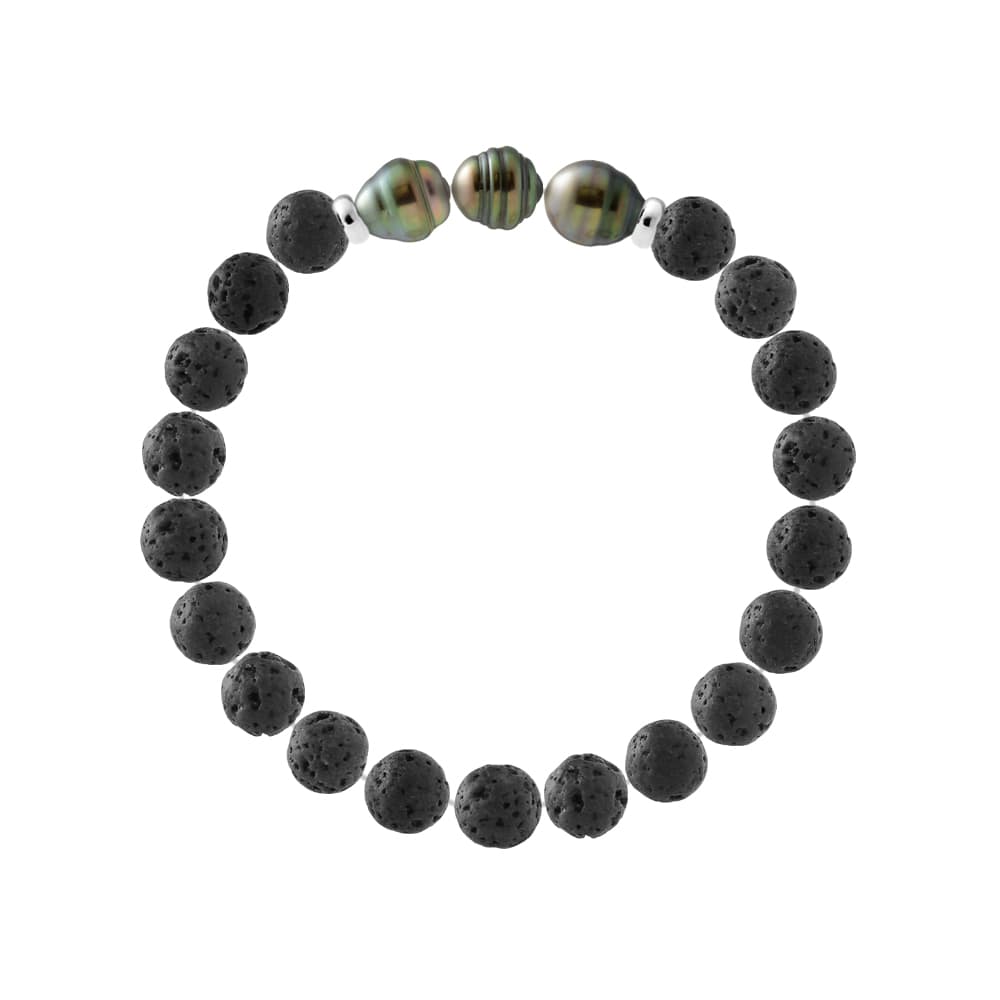 Bracelet Véritables Perles de Tahiti Cerclées 8-9 mm — Argent 925 Millièmes — 19 cm — Homme 2