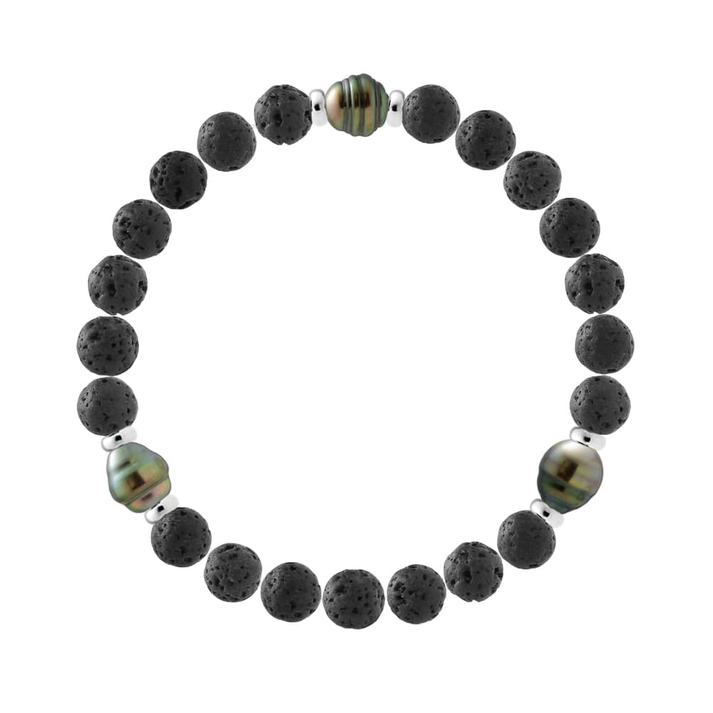 Bracelet Véritables Perles de Tahiti Cerclées 8-9 mm — Argent 925 Millièmes — 19 cm — Homme 1